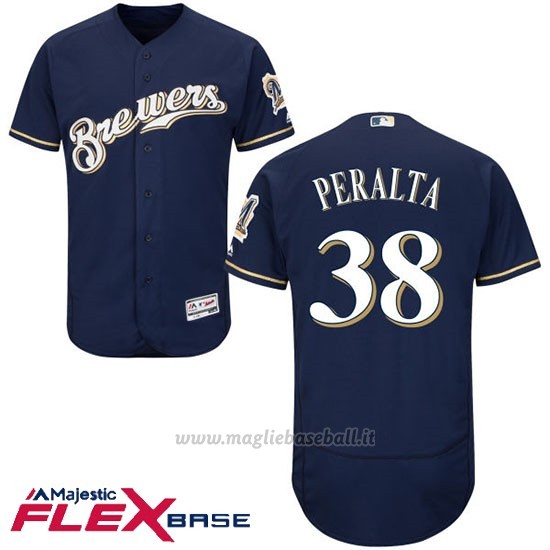 Maglia Baseball Uomo Milwaukee Brewers Wily Peralta Blu Autentico Collezione Flex Base